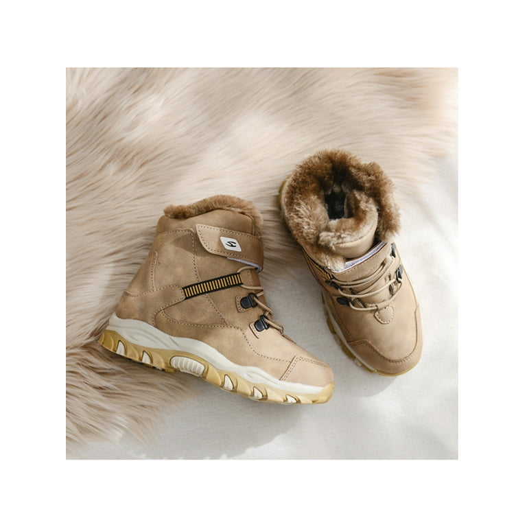 Tanleewa Boys Snow Boots Faux Fur Lined Waterproof Winter Boots