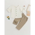 thumbnail image 4 of Lamuusaa 2Pcs Baby Boy Outfits Roll Up Short Sleeve Button Down Shirt + Pants Set Toddler Clothes, 4 of 9