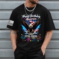 thumbnail image 2 of mgoYE 250 Anniversary USA Shirt 4th of July 2026 Men Tshirts Short Sleeve Crew Neck Happy Birthday America Graphic Tee Black XL, 2 of 6