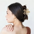 thumbnail image 2 of Unique Bargains 1 Pc Claw Clip Cutout Flower Hair Clip Gold Tone, 2 of 5