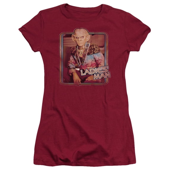 Star Trek Ladies Man Junior Women's Sheer T-Shirt Cardinal