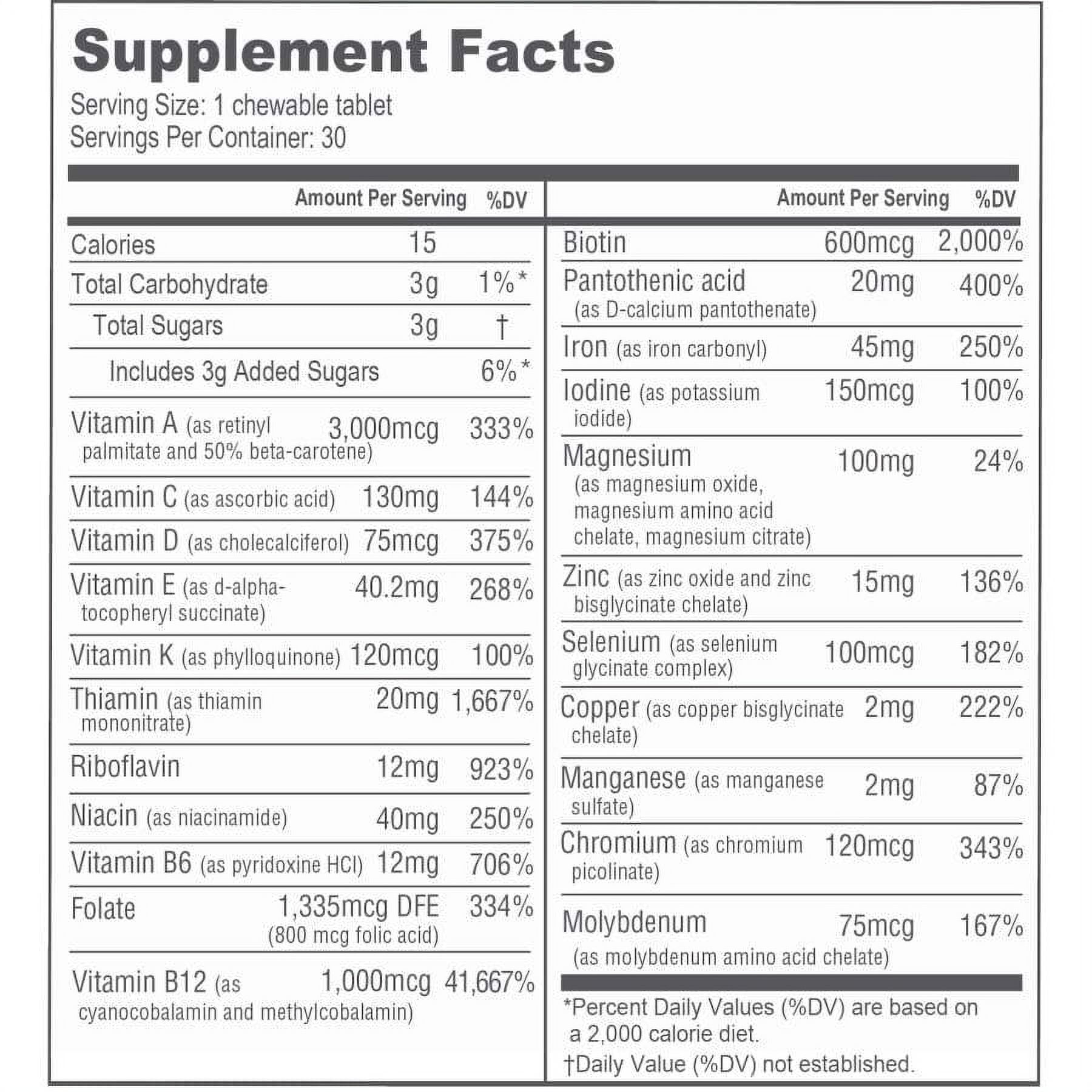 BariatricPal Multivitamin ONE "1 per Day!" Bariatric Multivitamin Chewable with 45mg Iron - Mixed Berry Size: 12-Month Supply