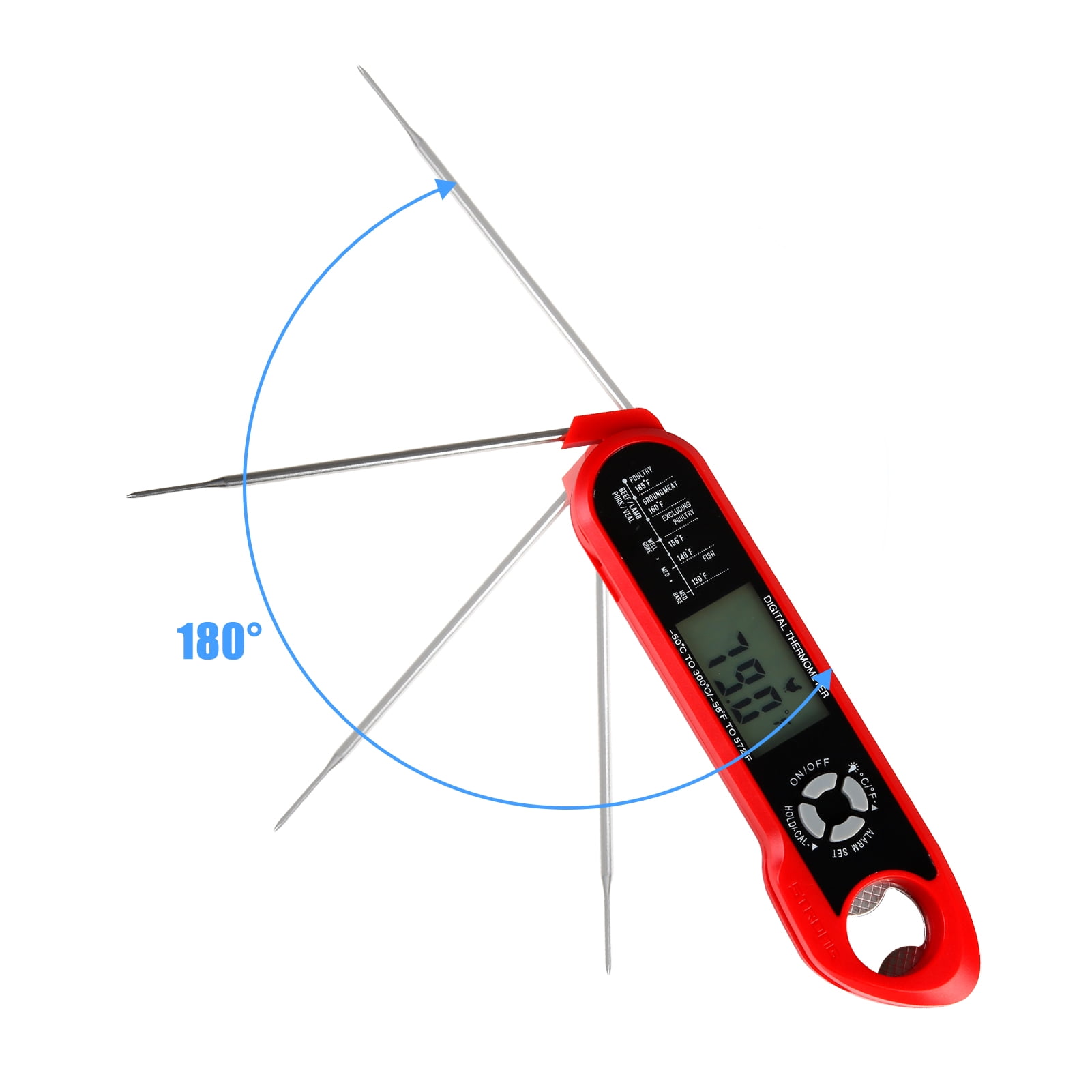 SPRING PARK Meat Thermometer Instant Read Oven Safe 2 in 1 Dual Probe Digital Food Thermometer with Alarm Backlight for Kitchen Cooking Grilling Smoking BBQ