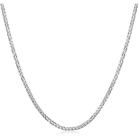 SISGEM 925 Sterling Silver Cuban Chains or Men & Women Diamond Cut Curb Chains 2MM 20"