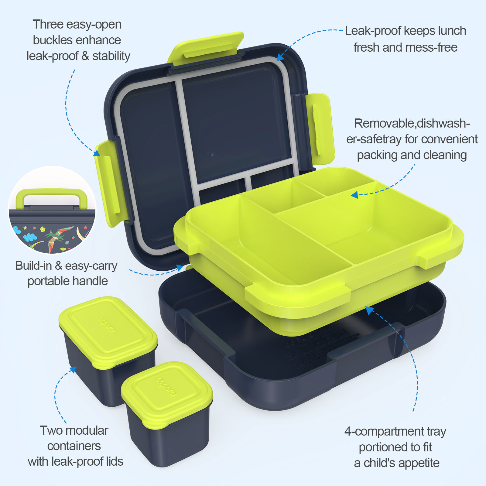 Caperci 4.8 Cup Bento Lunch Box for Kids photo 3