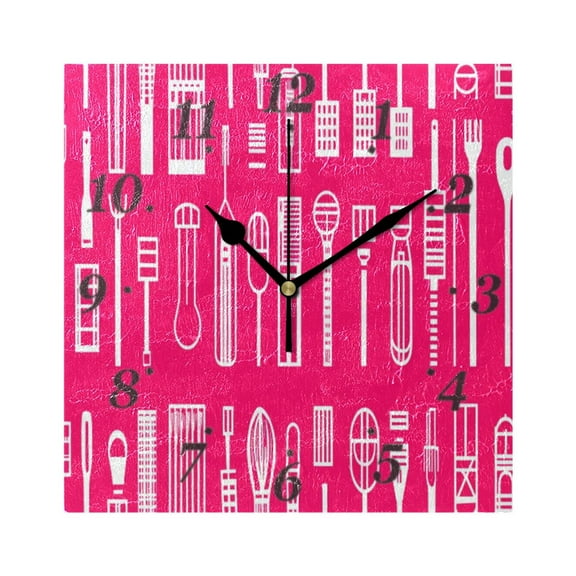 7.78in Simple Kitchen Tools Square Wall and Table Clock Dual Use Vintage Design in Black or Gold