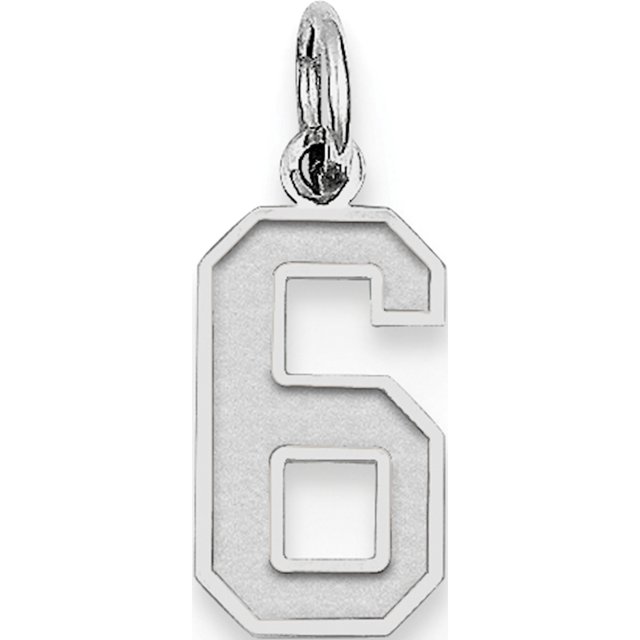 925 Sterling Silver Small Satin Number 6