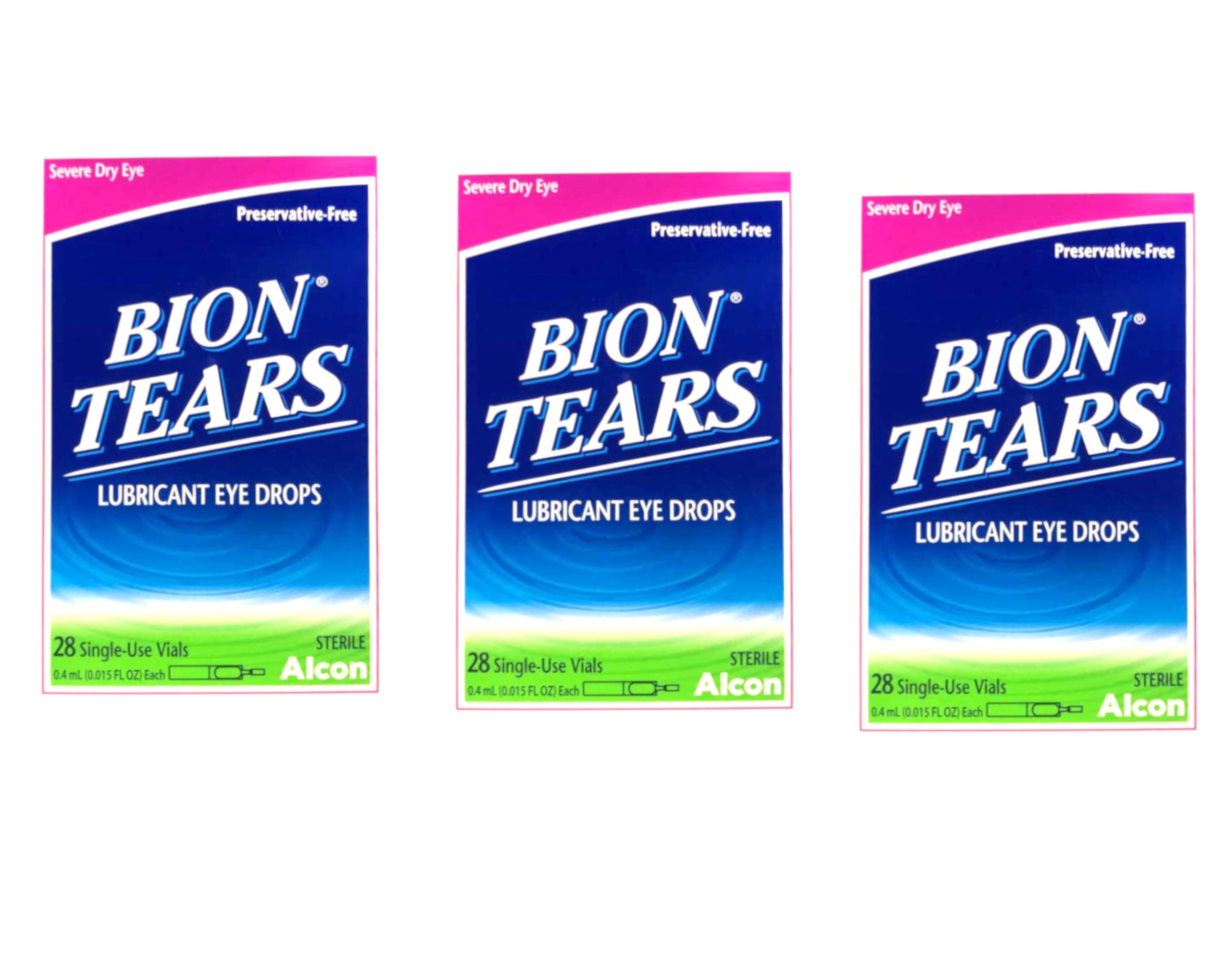 Bion Tears Lubricant Drops Dry Eye, No Preservative Sterile, 28 ct, 3-Pack