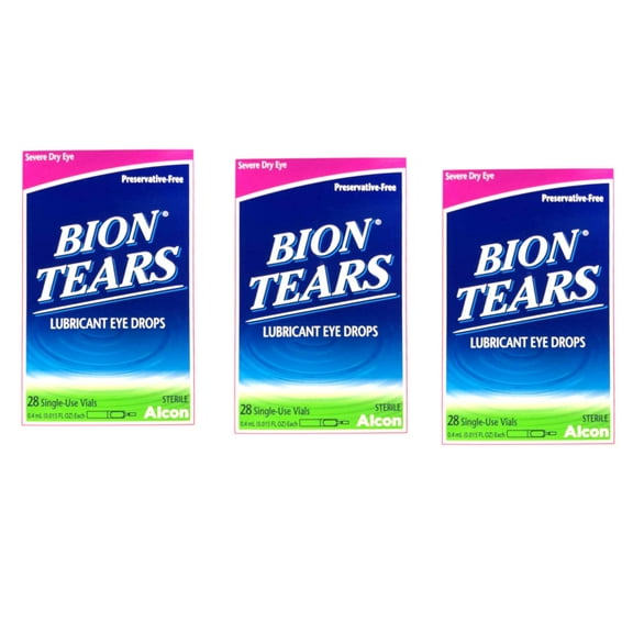 Bion Tears Lubricant Eye Drops Single Use Vials 28 ea, Pack of 3