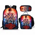 thumbnail image 3 of Stranger Things Mochila con estampado 3D, bolsa de almuerzo, estuche para lápices, conjunto de tres piezas, bolso de doble hombro para uso escolar y en viajes, 3 of 5