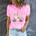 thumbnail image 4 of Women's Cute Valentines Day Tshirts Heart Gnome Car Graphic T Shirts Shor Sleeve Crewneck Tee Tops, 4 of 5