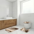 thumbnail image 5 of Inhousolu 4-Piece Shower Curtain Set with Bathroom Rugs, Water-Repellent Shower Curtain, Non-Slip Bath Mat, Toilet Lid Cover, U-Shaped Toilet Rug, 12 Hooks, 72 x 72 Inch,  Sand Marble, 5 of 10