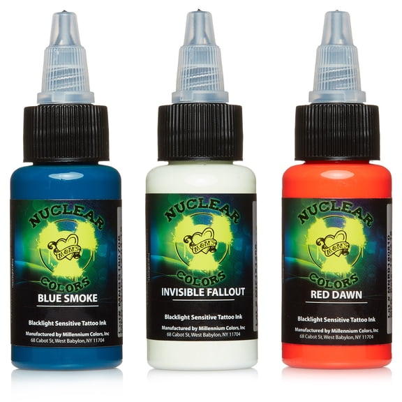 Millennium Mom's Nuclear UV Blacklight Tattoo Ink - 3 Multicolor Set A - 1 oz
