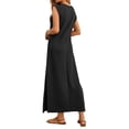 thumbnail image 4 of Fantaslook Womens Maxi Dress Round Neck Sleeveless Sundress Loose Split Wrinkle-Free Summer Long Dresses with Pockets, 4 of 8