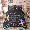 thumbnail image 3 of Meiyoeat Neon Softball Twin Bedding 7-Piece for Teens, Sport Quote Print Bedding Comforter Set,Black Reversible, 3 of 6