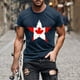 thumbnail image 1 of Tops para hombre, blusas y camisas de cuello redondo y manga corta para hombre. Camiseta de cuello redondo y manga corta con estampado de bandera canadiense para hombre. Blusa de algodón y poliéster p, 1 of 5