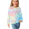 thumbnail image 2 of Hicidod Girls Shirts Long Sleeve Crew Neck Trendy Tie-Dye Casual Kids Tunic Tops Loose Fit Soft Comfortable Toddler Blouse T-Shirt, 2 of 6