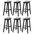 thumbnail image 1 of PJ Wood Classic Saddle-Seat 29" Kitchen Counter Stools, Black (6 Pack), 1 of 12