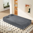 thumbnail image 2 of Modern Floor Sofa Couch with 2 Pillows,Convertible Teddy Fabric Foam-Filled Sleeper Sofa Couch with  Folding Mattress for Living Room,Guest Bed,Playroom,Apartment no assembly required, Dark Grey, 2 of 9