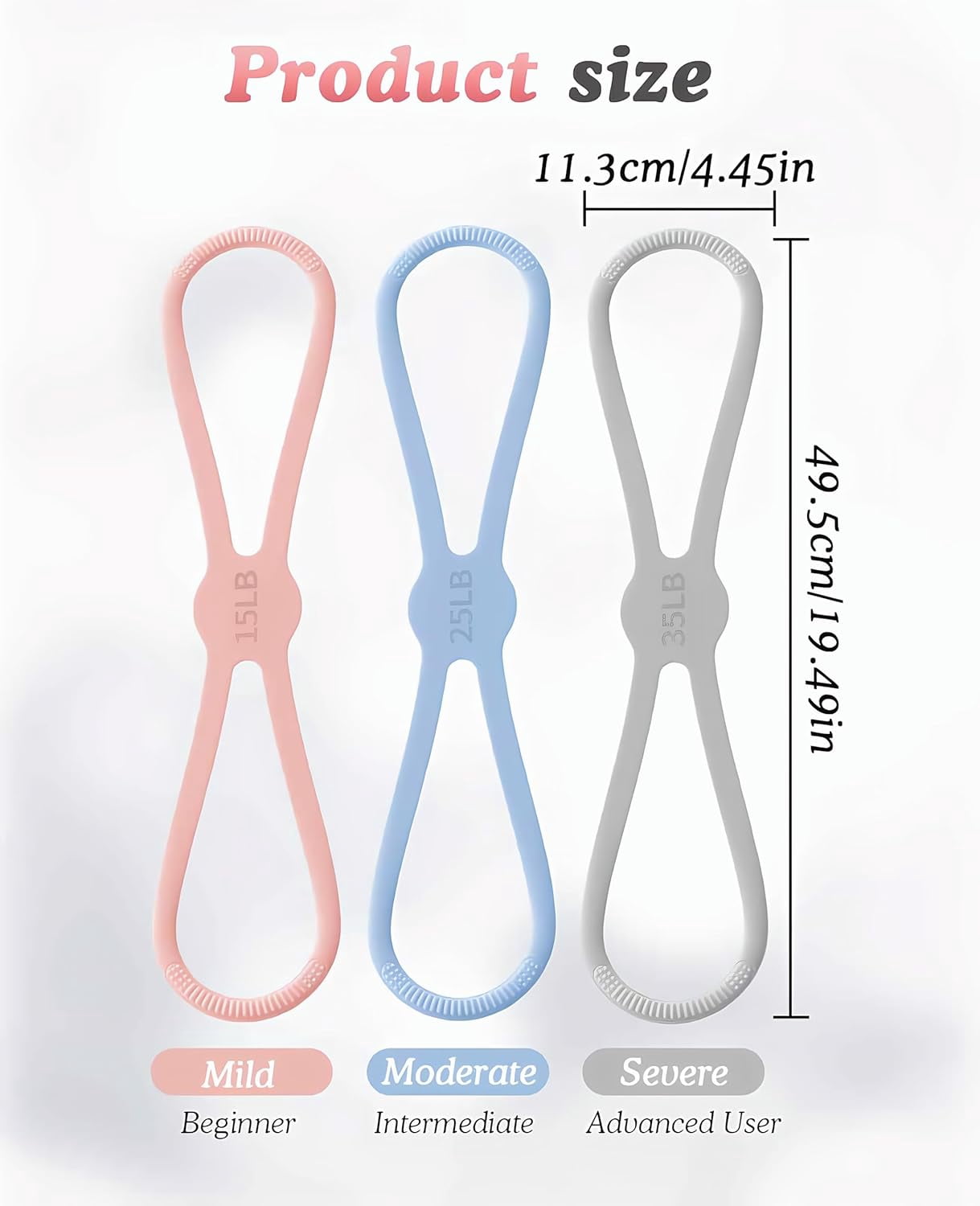 JJEAN-3 PCS Figure 8 Resistance Bands for Women, 15 Lbs & 25 Lbs & 35 Lbs Keep Resistance Band for Arm with Non-Slip Handles