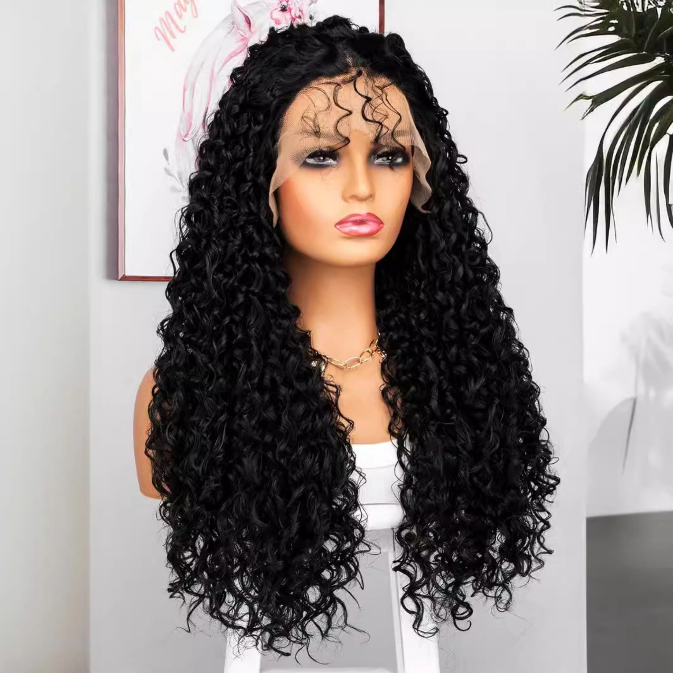 Deep Wave Lace Front Wig, Human Hair, 180 Density, HD Full Lace Front Wig, Curly Human Hair Wig with Baby Hair for Women