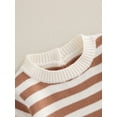 thumbnail image 6 of aturustex Infant Boy Girl Sweater Romper 0 3M 6M 9M 12M 18M Newborn Baby Long Sleeve Knitted Bubble Jumpsuit Stripe Print Crew Neck Bodysuits Thick Knys Fashion Cozy Warm Fall Winter Clothes, 6 of 8