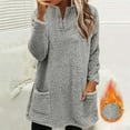 thumbnail image 2 of Women's Hoodless Sweatshirt Women'S Fall & Winter Pullover Long Sleeve Sweatershirt Fleece Lined Double Fabric Pockets & Embossed Design For Casual Comfort, Women's Hoodless Sweatshirt XXL, 2 of 5