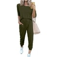 thumbnail image 1 of MesaSe Women’s Two Piece Outfit Short Sleeve Pullover With Drawstring Long Pants Tracksuit Jogger Set, 1 of 6
