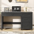 thumbnail image 2 of Conate 47" Executive Desk with File Cabinet & Drawers - Home Office Computer Desk with Charging Station, Farmhouse Workstation Table for Study,Pure Black, 2 of 7