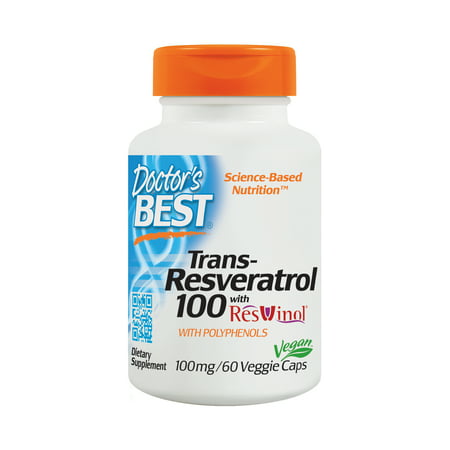 Doctor's Best Trans-Resveratrol with ResVinol, Non-GMO, Vegan, Gluten Free, Soy Free, 100 mg, 60 Veggie (Best Resveratrol Supplement Reviews)