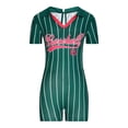 thumbnail image 4 of Short Sleeve V-Neck Loose Fit Polyester Bodysuit,Baseball Fashion Printed Jumpsuit for Women, 4 of 5