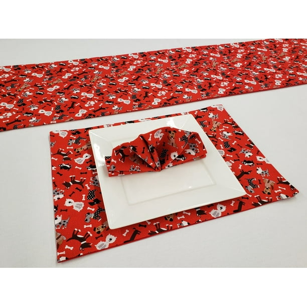 Puppy Dogs Placemat Table Runner Cloth Napkins Set by Penny's Needful