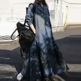 thumbnail image 3 of ZANZEA Women Long Sleeve Plaid Check/Printed/Plain Long Dress Kaftan Dresses, 3 of 4