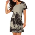 thumbnail image 2 of Easygdp Western Desert Cowboy Camisón de manga corta para mujer, informal, estampado, 2 of 6