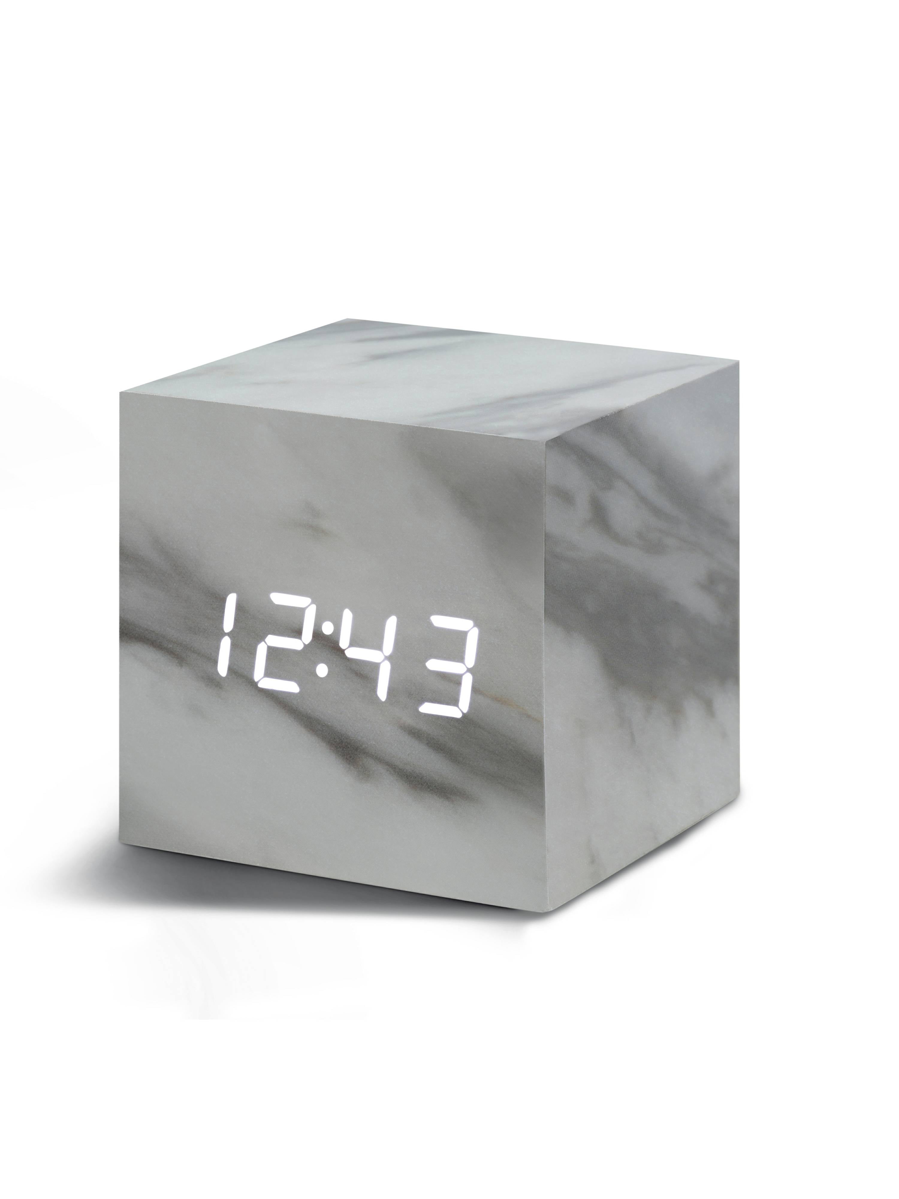 Gingko Cube Click Clock White LED Alarm Clock 
