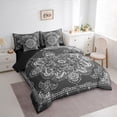 thumbnail image 3 of Manfei Boho Exotic Style 7pcs Bedding Comforter Set,Retro Victorian Floral Queen Bedding Sets,Gray Baroque Flower Queen Sheet Sets For Adults,Microfiber Bedroom Decor Reversible, 3 of 8
