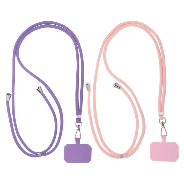 Lanyard para teléfono inteligente Uxcell, lanyard universal para teléfono celular, correa ajustable para teléfono cruzado en púrpura y rosa
