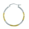 thumbnail image 3 of Wellingsale Ladies 14k Two Tone White and Yellow Gold Polished Diamond Cut 2mm Hoop Earrings (25mm Diameter), 3 of 7
