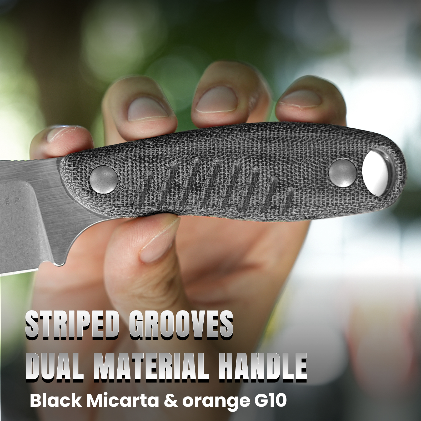 Kizer Hare Clip Point Fixed Knife Nitro-V Steel Blade Micarta + G10  Handle With Sheath, 1077A2