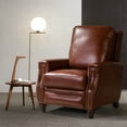 thumbnail image 5 of Upholstered Genuine Leather Recliner Chair with Solid Wood Legs, Brown, 5 of 10
