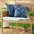 thumbnail image 2 of MARTHA STEWART Distressed Jacobean Indoor Outdoor Decorative Pillow 2-Pack Set, UV Fade Resistant, Water Repellent, Printed Floral Design, Navy Blue, 18"x18", 2 of 9