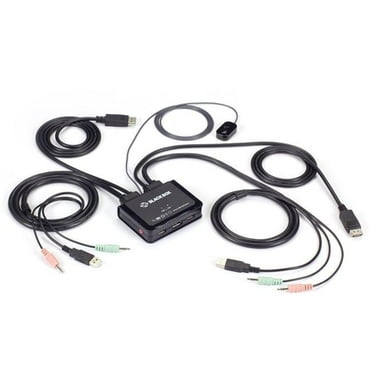 Black Box KV62-CBL 2-Port 4K60 DisplayPort Cable KVM Switch