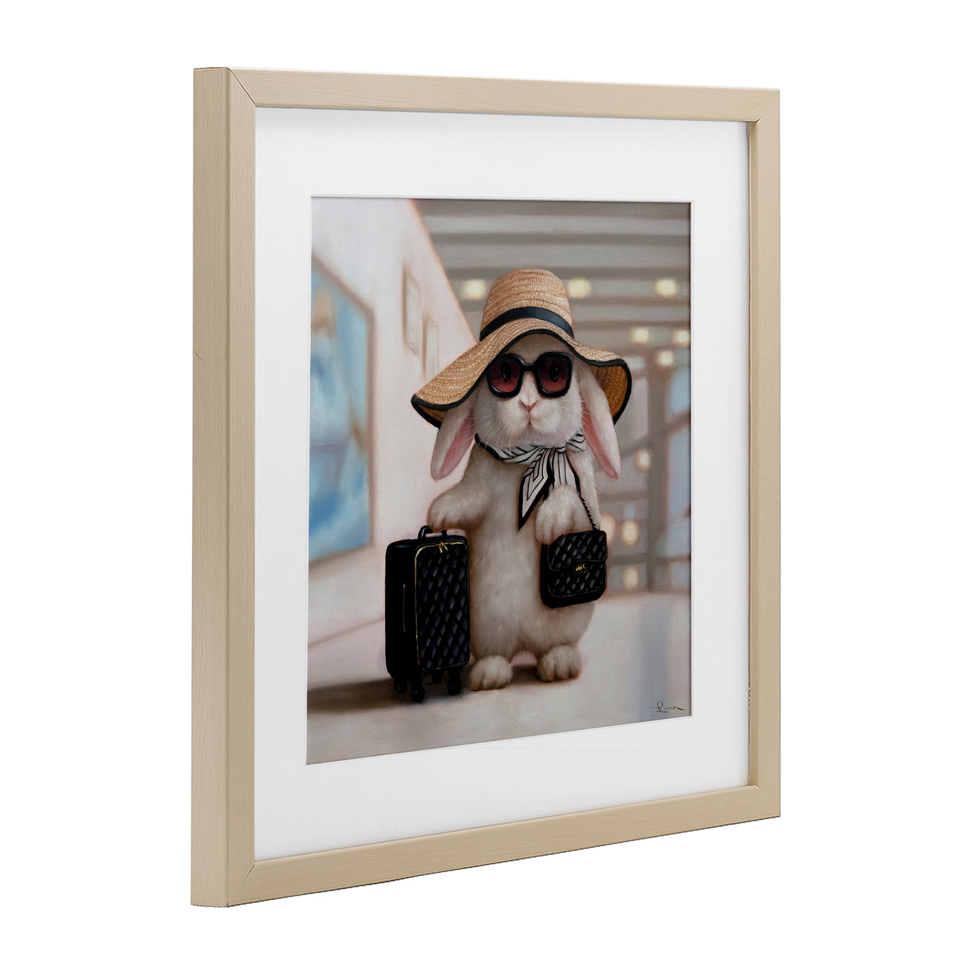 Stupell Industries Bun Voyage Traveling Rabbit Birch Framed Print Under Glass, design by Lucia Heffernan