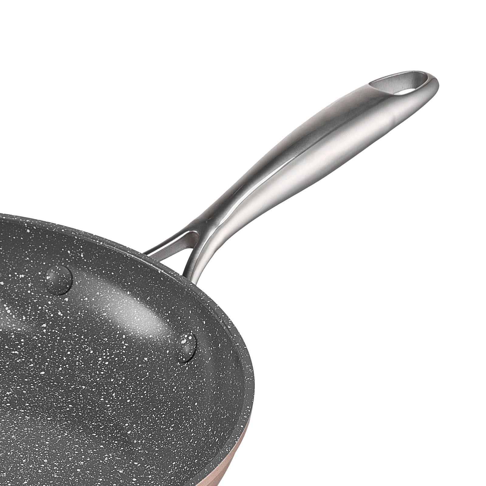 3-Piece Aluminum Skillet Set with Ceramic Nonstick Coating, 8/10/12 Inch Frying Pans, Cast Steel Handle, Oven Safe, Induction Compatible
