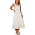 thumbnail image 4 of INSPIRE CHIC Women's Linen Dresses Summer Sleeveless Sundress Casual Loose Flowy Midi Tank Beach Dress S Beige, 4 of 6