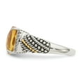 thumbnail image 3 of 14K Two-Tone Gold Ring Band Gemstone Yellow Citrine Cushion Diamond Round, 3 of 6
