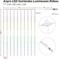 thumbnail image 2 of Cortina de luces de 7 colores para ventana, 3 x 2,8 m, 280 LED de colores brillantes, 8 modos de iluminación, control remoto USB de 5 V CC, decoración interior para Navidad, bodas, hogar y patio., 2 of 5