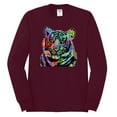 thumbnail image 2 of Cool Rainbow Neon Trippy Jungle Tiger Eyes Animal Lover Mens Long Sleeve Shirt, Maroon, X-Large, 2 of 3