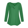 thumbnail image 4 of miqiqism Great discounts！Tops for Womens Plus Size Long Sleeve Pullover Shirts V Neck Fashion Blouse Tees Button Printed T Shirt,X03_Green,X-Large, 4 of 4