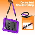 thumbnail image 4 of Case for iPad Pro 11 inch M4 2024/ M5 2025, 360 Rotating Stand Handle Shoulder Strap Heavy Duty Shockproof Cover, Purple, 4 of 7